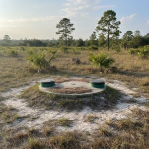 showing a septic tank