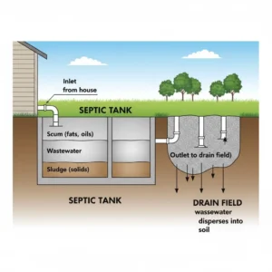 Diagram showing how a residential septic system works in a Florida home