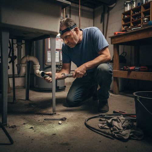 Homeowner fixing septic tank odor issues in Florida home