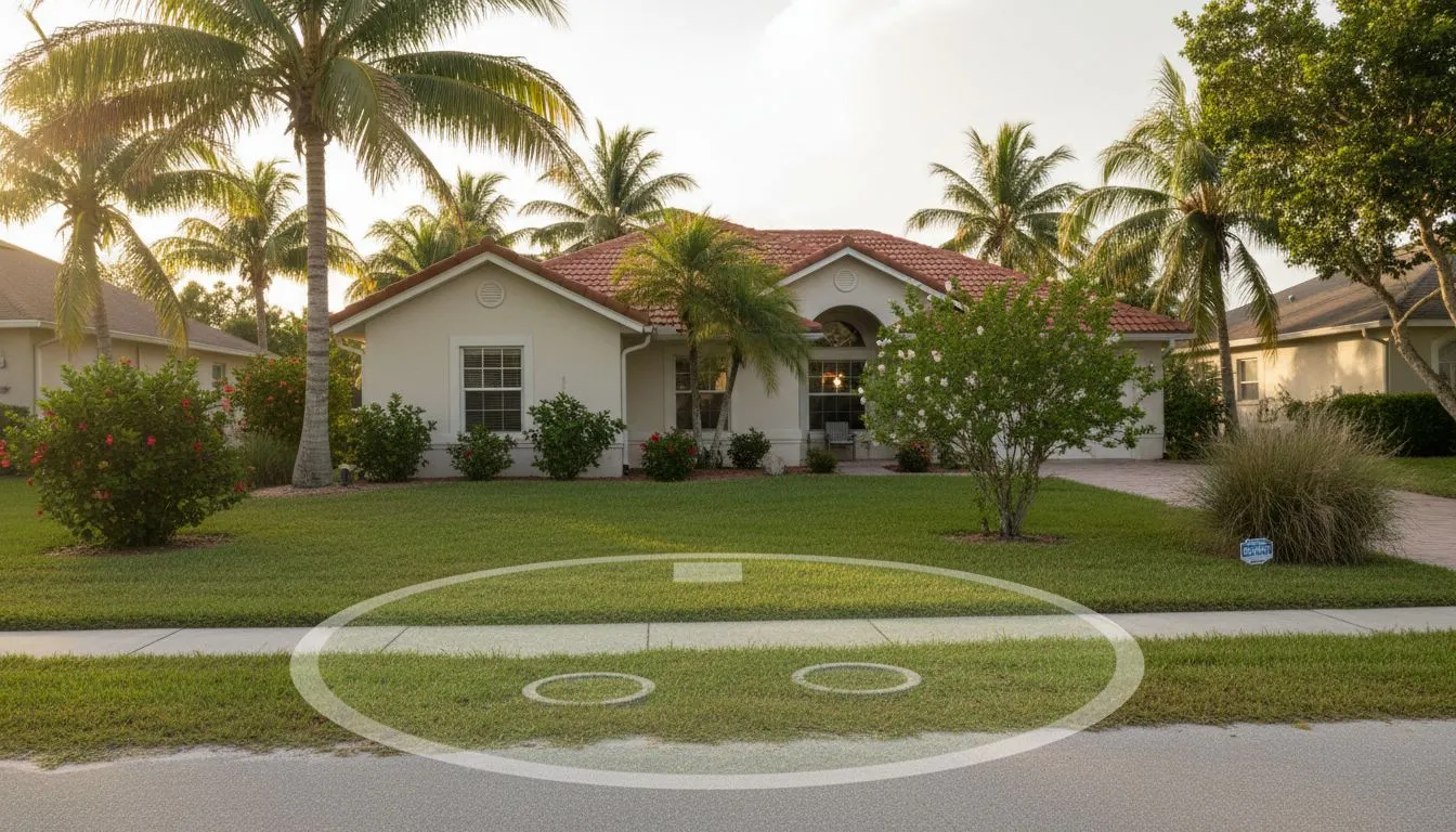 Florida home with underground septic tank and drain field system