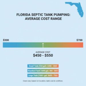 Average septic tank pumping cost in Florida ranges from $300 to $600