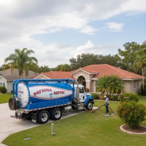 Septic tank pumping service at a Florida home