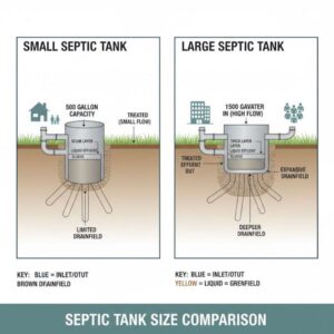 Septic tank size comparison showing how tank size affects pumping cost